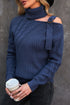Strapped Cut Out Shoulder Turtleneck Sweater